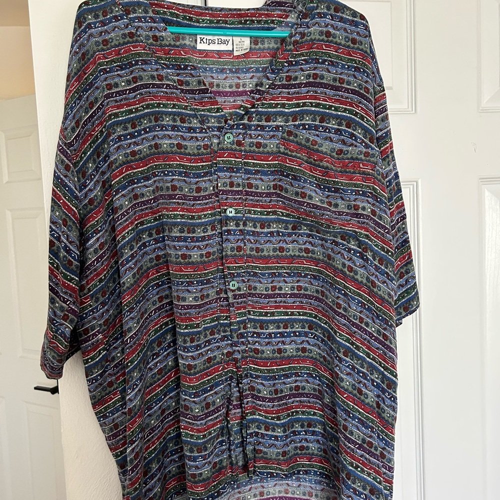Kips Bay Multicolor Striped Button-Up Blouse